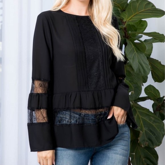 BLACK Lace detailed Blouse - Picture 4 of 7